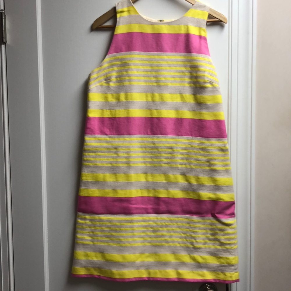 LOFT yellow, pink & cream shift dress